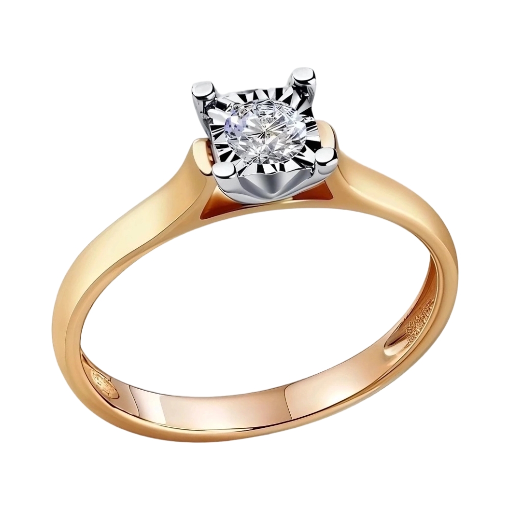 Кольцо в красном золоте с бриллиантом Ювелирное изделие - Кольцо в красном золоте с бриллиантом в магазине Best-Gold 132160