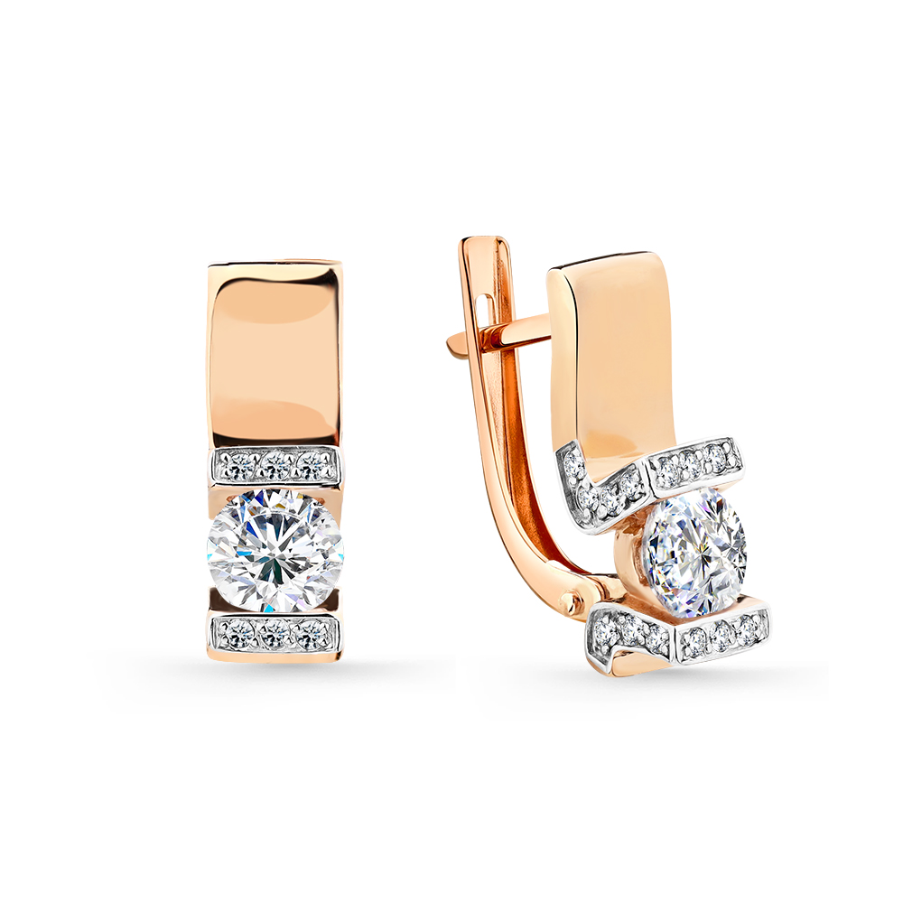 Ювелирное изделие - Серьги из красного золота с фианитами в магазине Best-Gold 140150