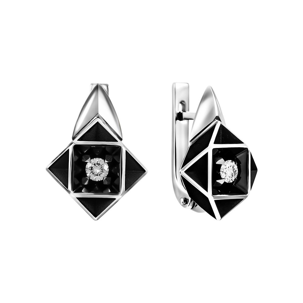 Серьги из белого золота с бриллиантами Ювелирное изделие - Серьги из белого золота с бриллиантами в магазине Best-Gold 151067