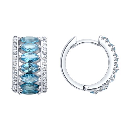 Серьги из серебра с ситаллом и фианитами Ювелирное изделие - Серьги из серебра с ситаллом и фианитами в магазине Best-Gold 152560