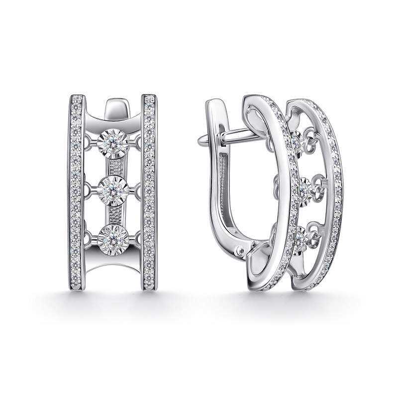 Ювелирное изделие - Серьги из белого золота с бриллиантами в магазине Best-Gold 156116