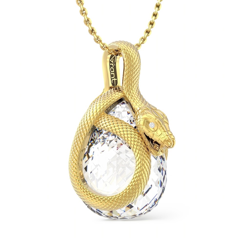 Ювелирное изделие - Подвеска из желтого золота с кварцем и бриллиантами в магазине Best-Gold 156254