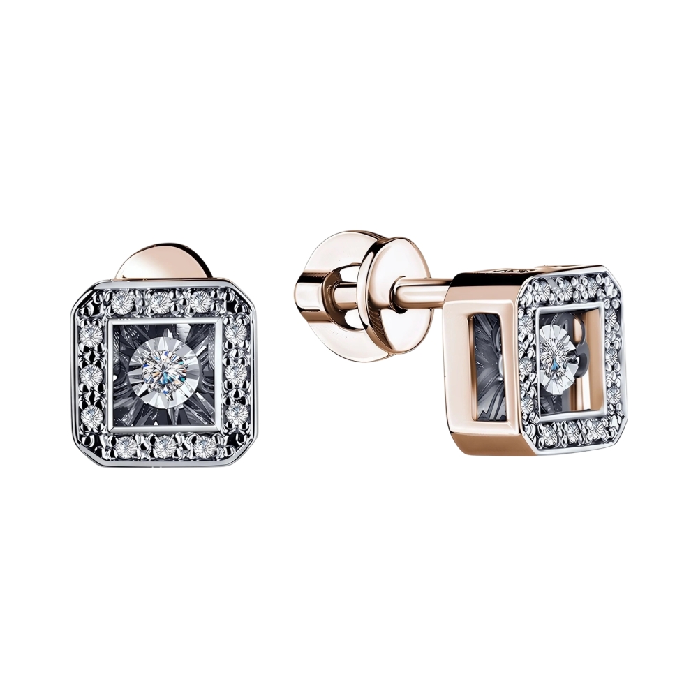 Ювелирное изделие - Серьги из красного золота с бриллиантами в магазине Best-Gold 156277