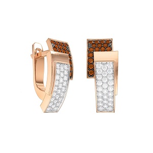 Серьги из красного золота с фианитами Ювелирное изделие - Серьги из красного золота с фианитами в магазине Best-Gold 117088