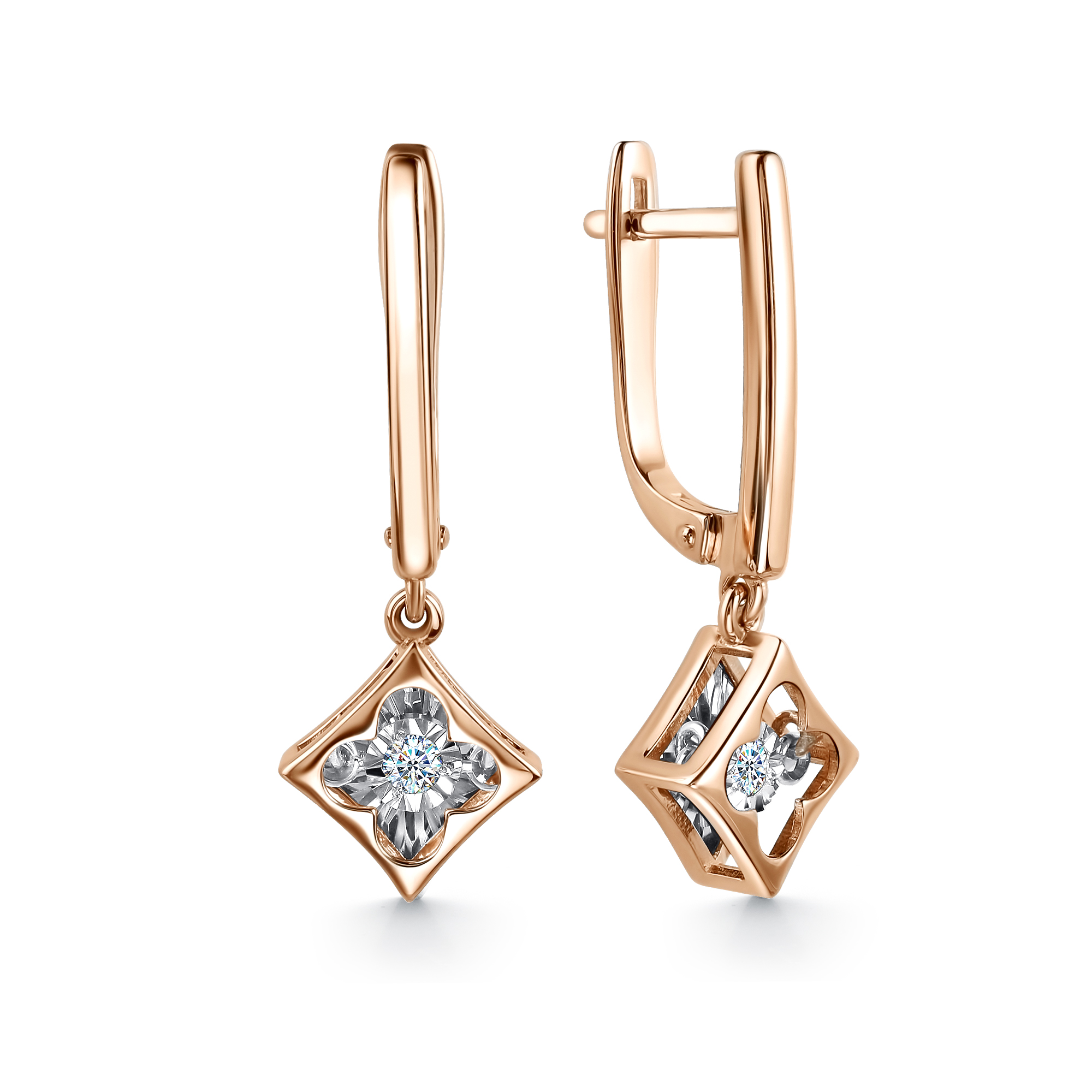 Серьги из красного золота с бриллиантами Ювелирное изделие - Серьги из красного золота с бриллиантами в магазине Best-Gold 139882