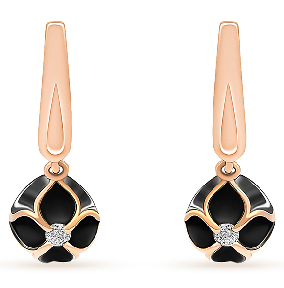 Серьги из красного золота с фианитами