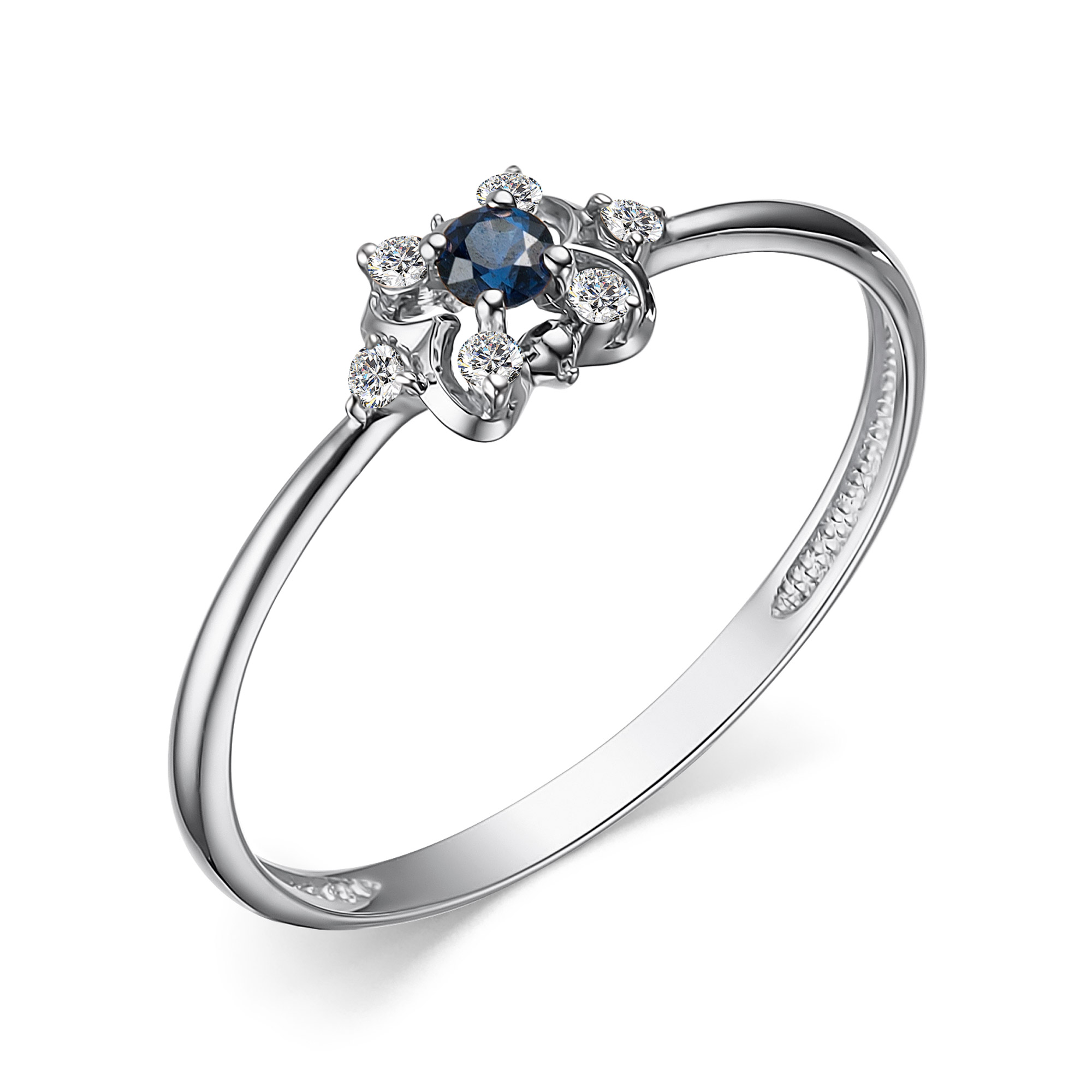 Кольцо из белого золота с сапфиром и бриллиантами Ювелирное изделие - Кольцо из белого золота с сапфиром и бриллиантами в магазине Best-Gold 095095