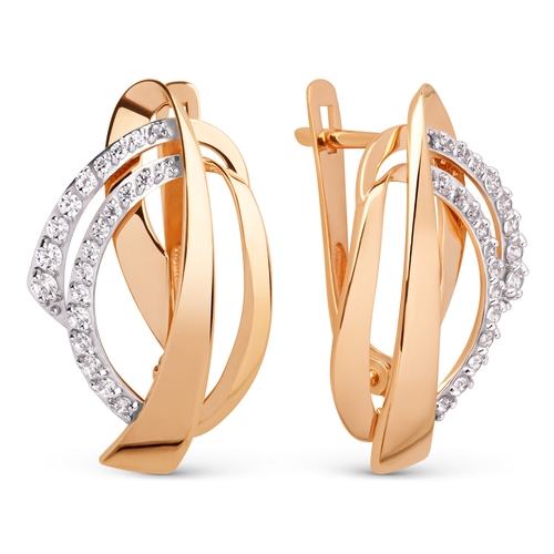 Ювелирное изделие - Серьги из красного золота с фианитами в магазине Best-Gold 044716