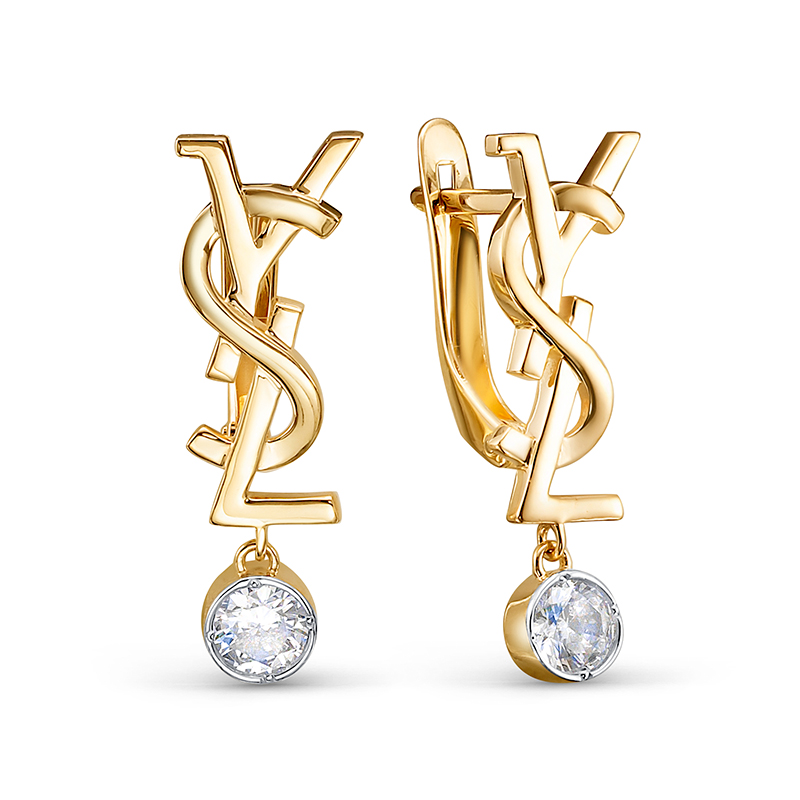 Серьги из жёлтого золота с фианитами Ювелирное изделие - Серьги из жёлтого золота с фианитами в магазине Best-Gold 142556