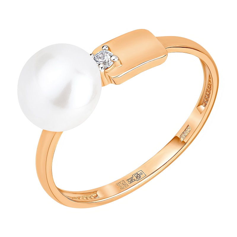 Кольцо из красного золота с жемчугом Ювелирное изделие - Кольцо из красного золота с жемчугом в магазине Best-Gold 152923