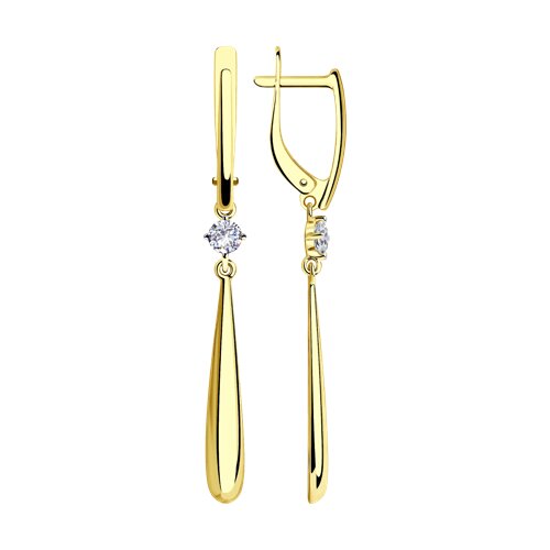 Серьги в желтом золоте с фианитами Ювелирное изделие - Серьги в желтом золоте с фианитами в магазине Best-Gold 131905