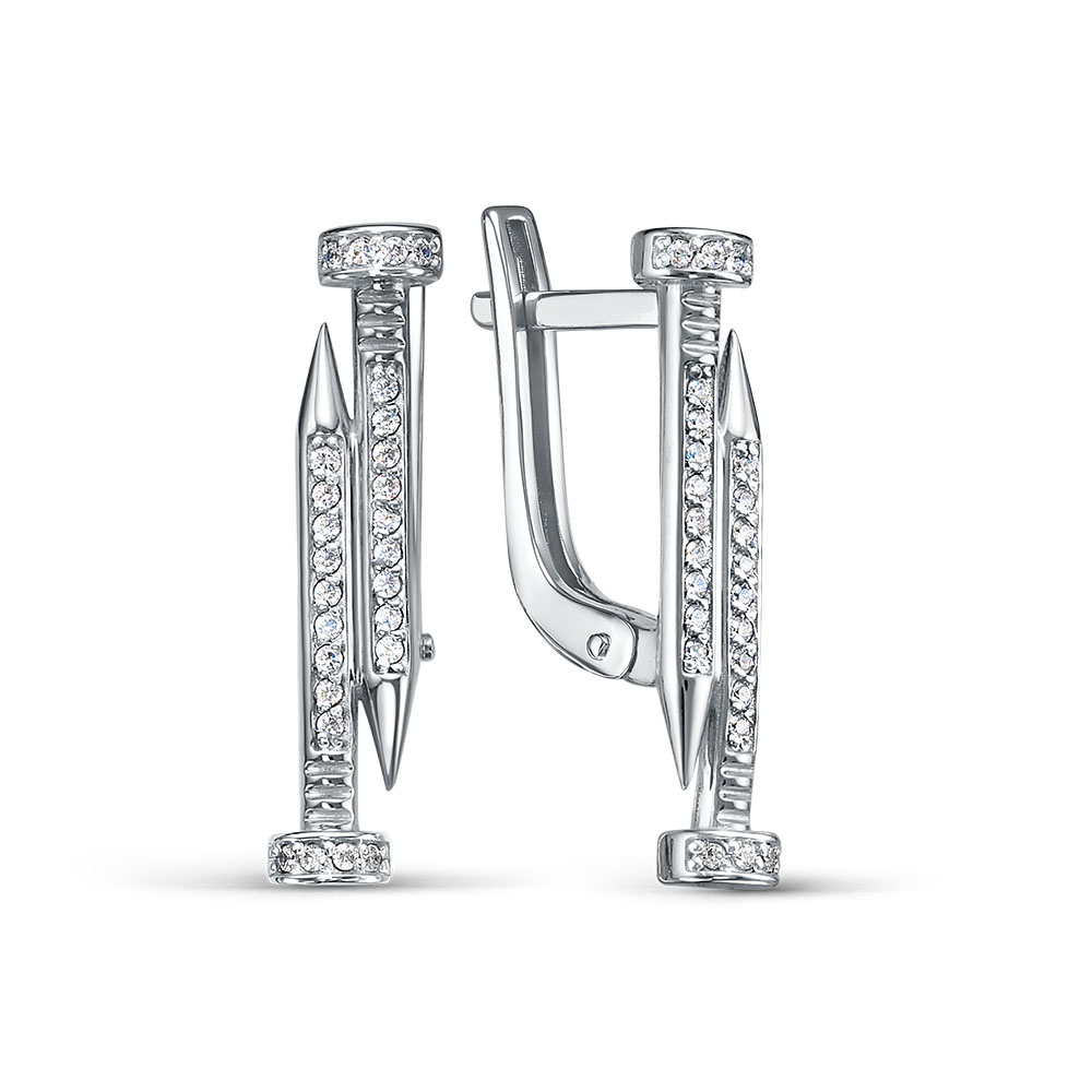 Серьги из серебра с фианитами