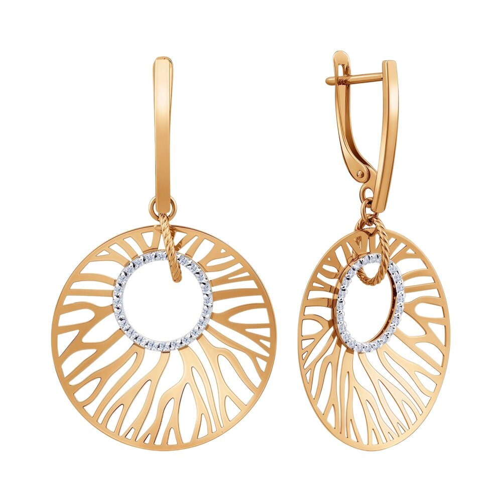 Серьги из красного золота с фианитами Ювелирное изделие - Серьги из красного золота с фианитами в магазине Best-Gold 155400