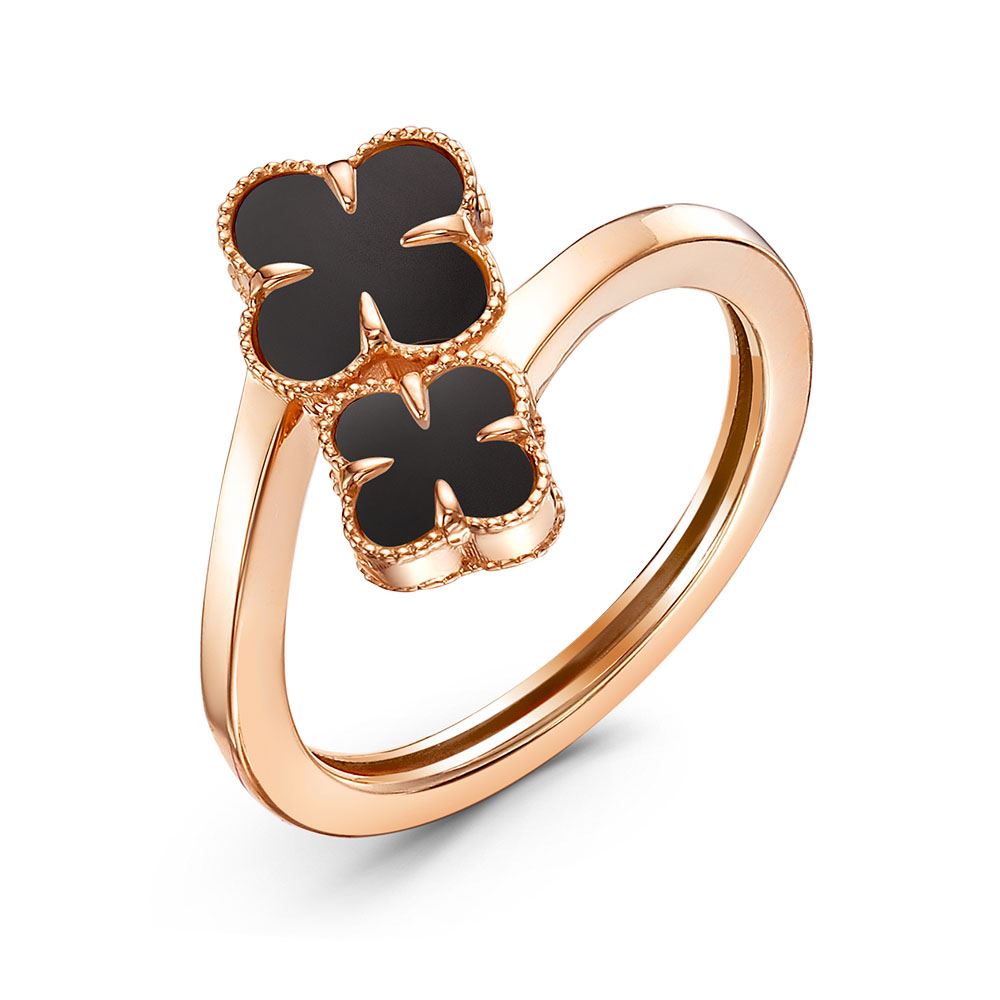 Кольцо из красного золота с ониксом Ювелирное изделие - Кольцо из красного золота с ониксом в магазине Best-Gold 140965