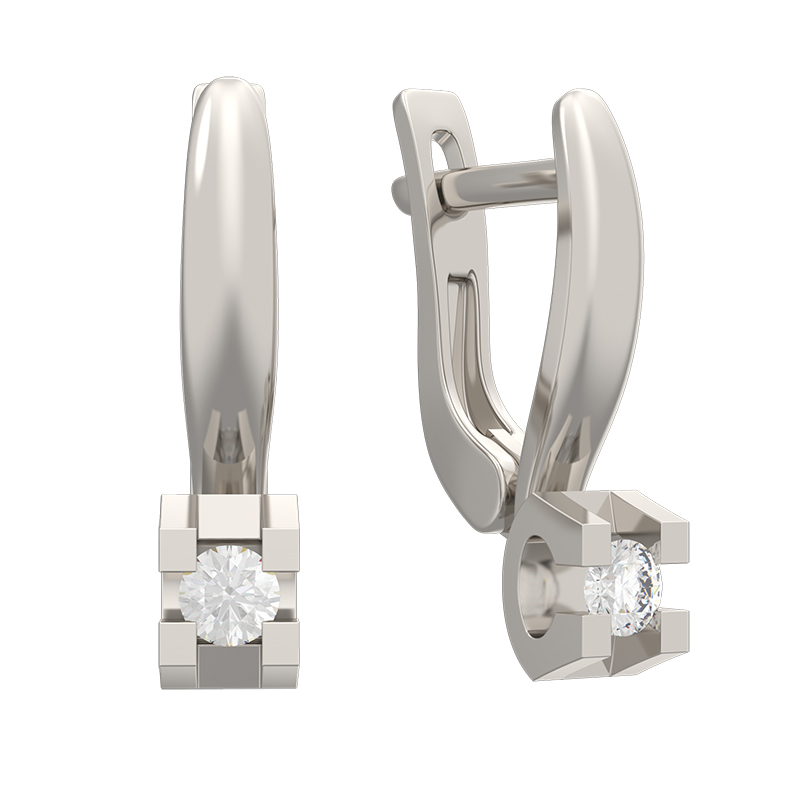 Ювелирное изделие - Серьги из белого золота с бриллиантами в магазине Best-Gold 155480