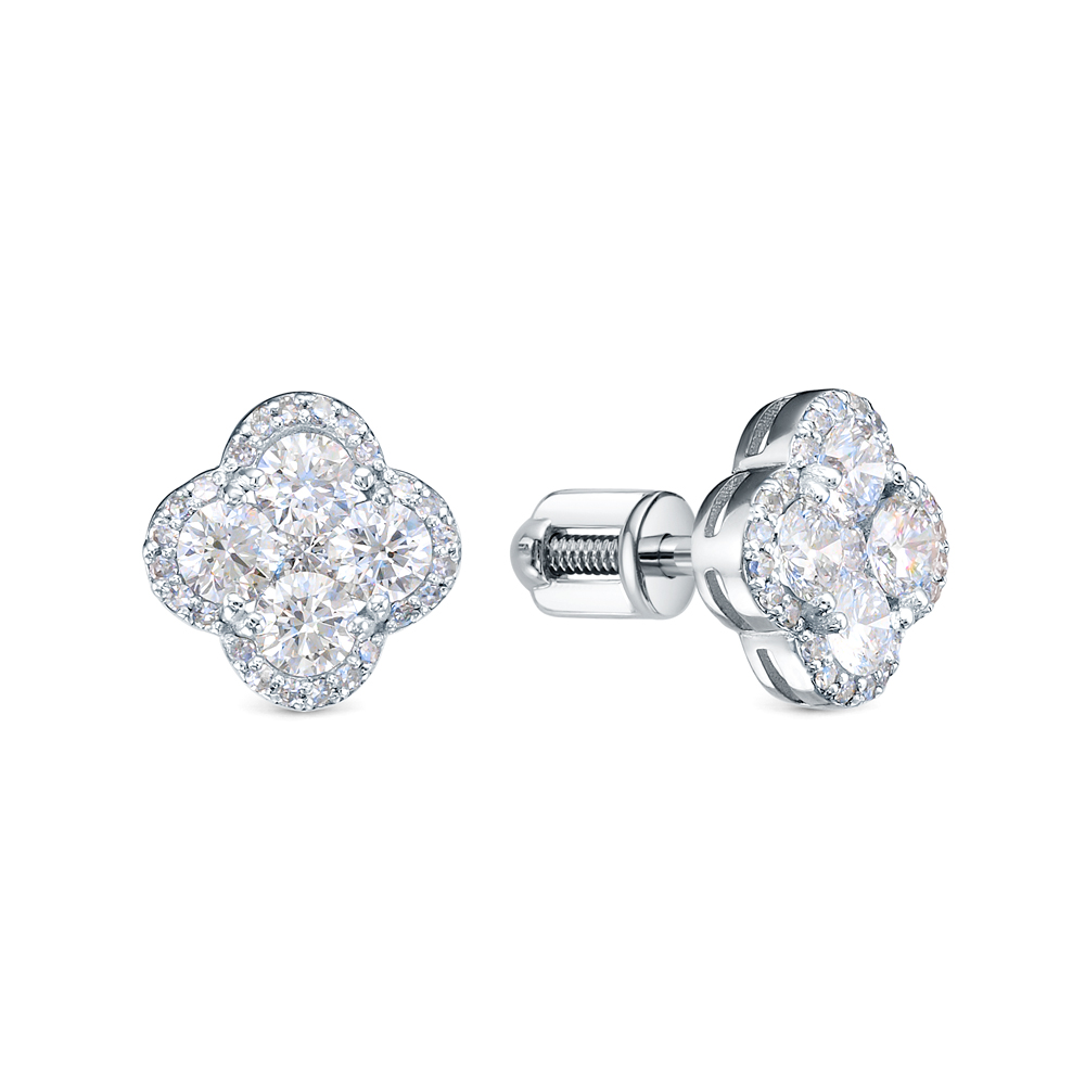 Ювелирное изделие - Серьги из белого золота с бриллиантами в магазине Best-Gold 153813