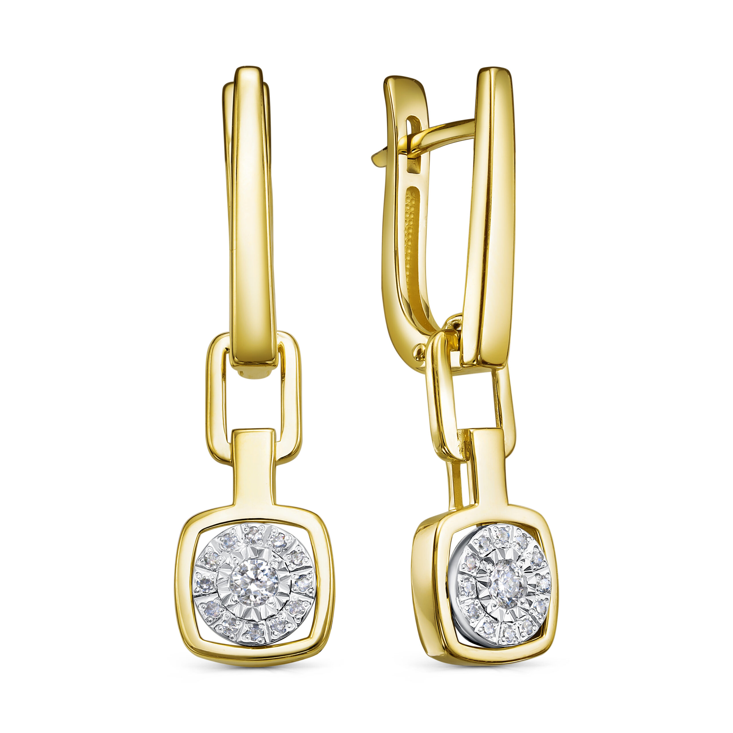 Серьги из желтого золота с бриллиантами Ювелирное изделие - Серьги из желтого золота с бриллиантами в магазине Best-Gold 150755