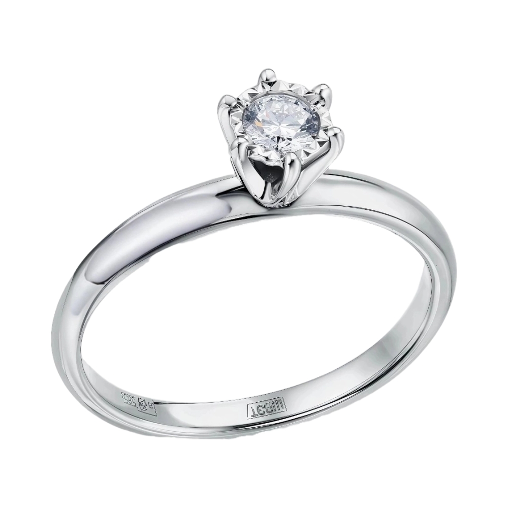 Кольцо помолвочное из белого золота с бриллиантом Ювелирное изделие - Кольцо помолвочное из белого золота с бриллиантом в магазине Best-Gold 038535