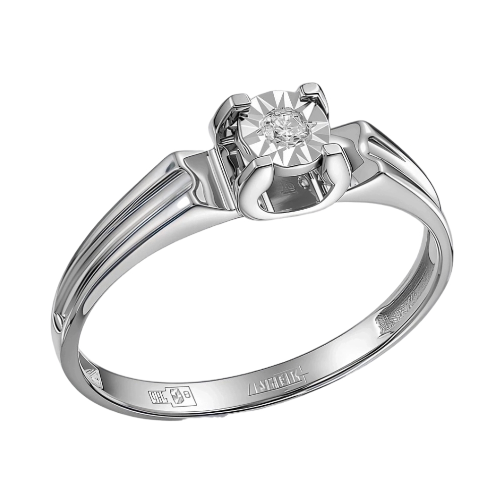 Ювелирное изделие - Кольцо помолвочное из белого золота с бриллиантом в магазине Best-Gold 118999