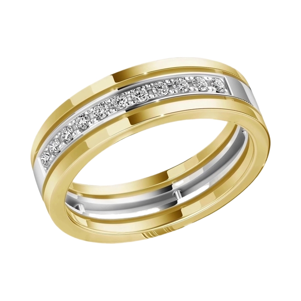 Обручальное кольцо из комбинированного золота с бриллиантами Ювелирное изделие - Обручальное кольцо из комбинированного золота с бриллиантами в магазине Best-Gold 024419