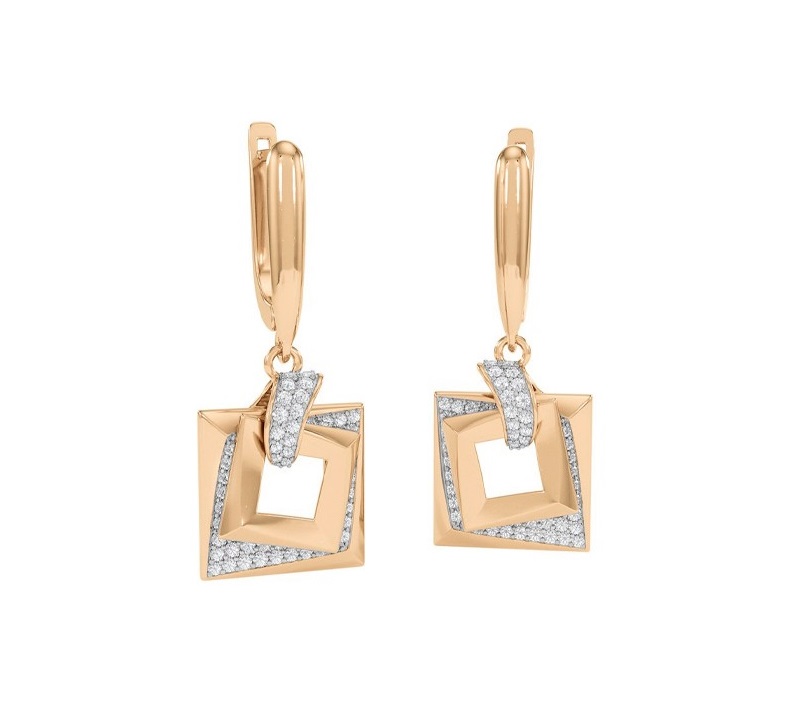 Серьги из красного золота с фианитами Ювелирное изделие - Серьги из красного золота с фианитами в магазине Best-Gold 060173