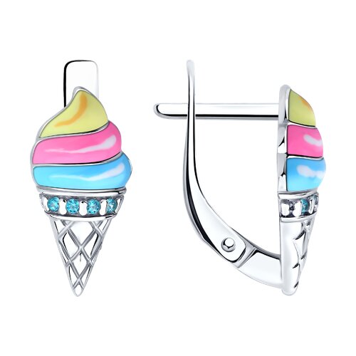 Ювелирное изделие - Серьги из серебра с фианитами и эмалью в магазине Best-Gold 152806