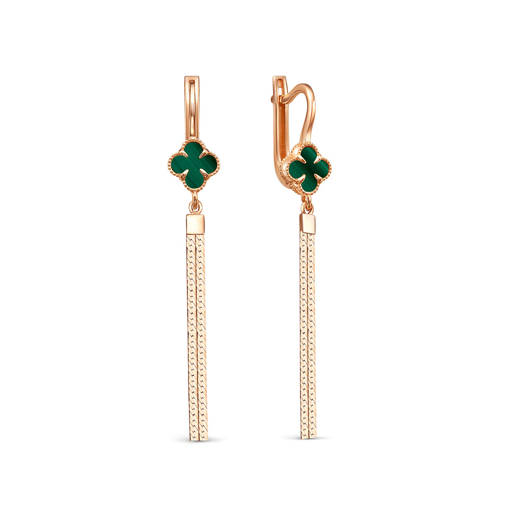 Ювелирное изделие - Серьги из красного золота с малахитом в магазине Best-Gold 157774