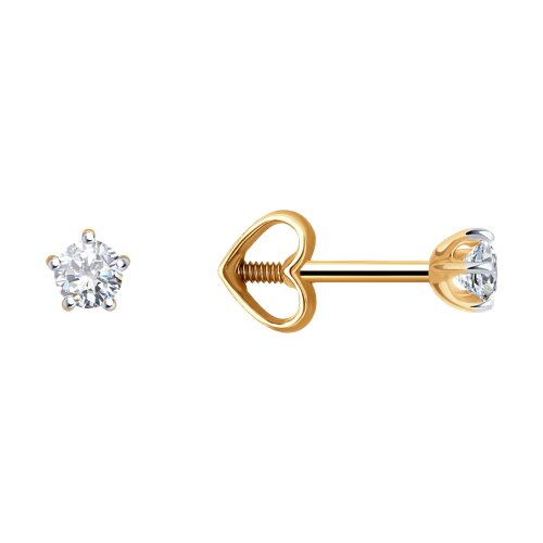 Ювелирное изделие - Серьги из красного золота с фианитами в магазине Best-Gold 130064