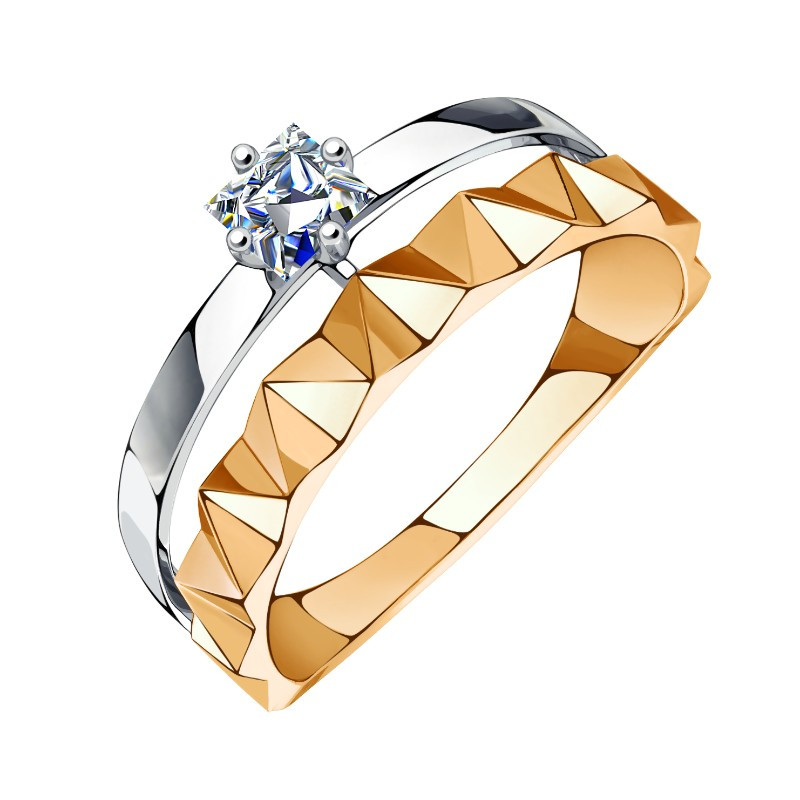 Кольцо из комбинированного золота с фианитами Ювелирное изделие - Кольцо из комбинированного золота с фианитами в магазине Best-Gold 045298
