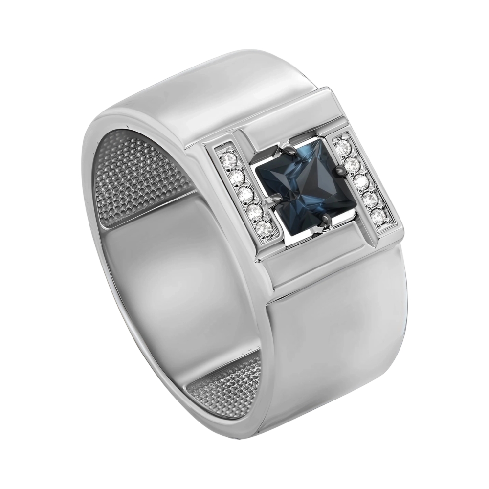 Ювелирное изделие - Печатка из серебра с лондон топазом и фианитами в магазине Best-Gold 127508