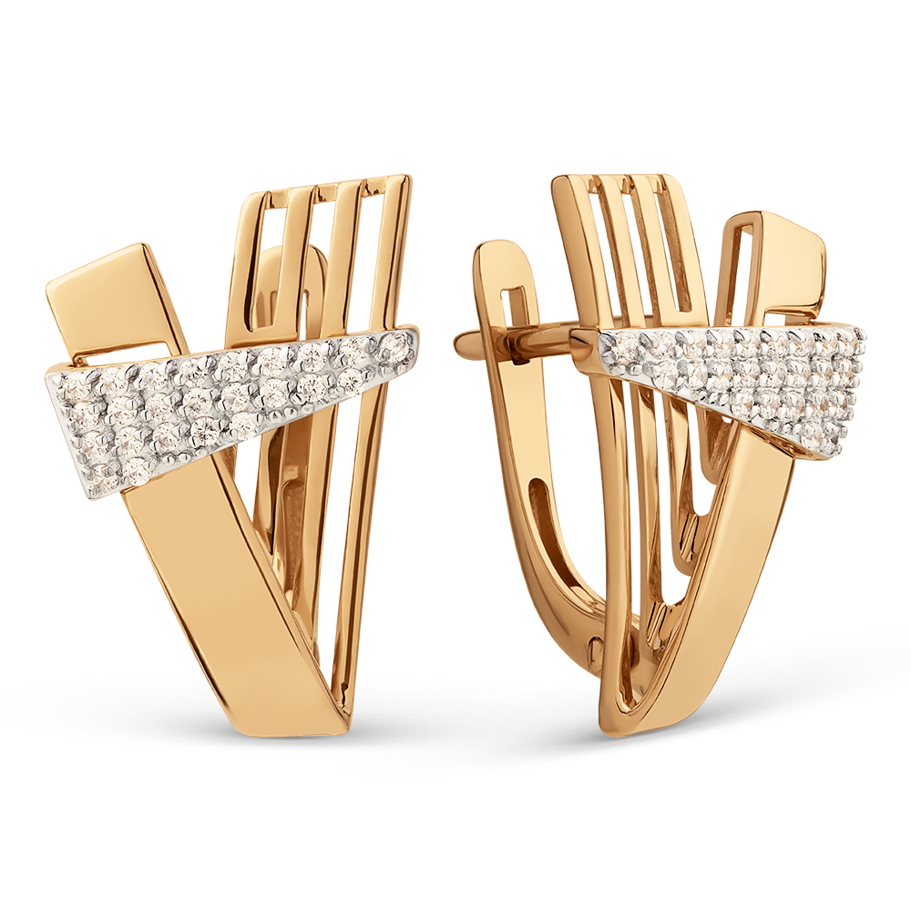 Ювелирное изделие - Серьги из красного золота с фианитами в магазине Best-Gold 151585