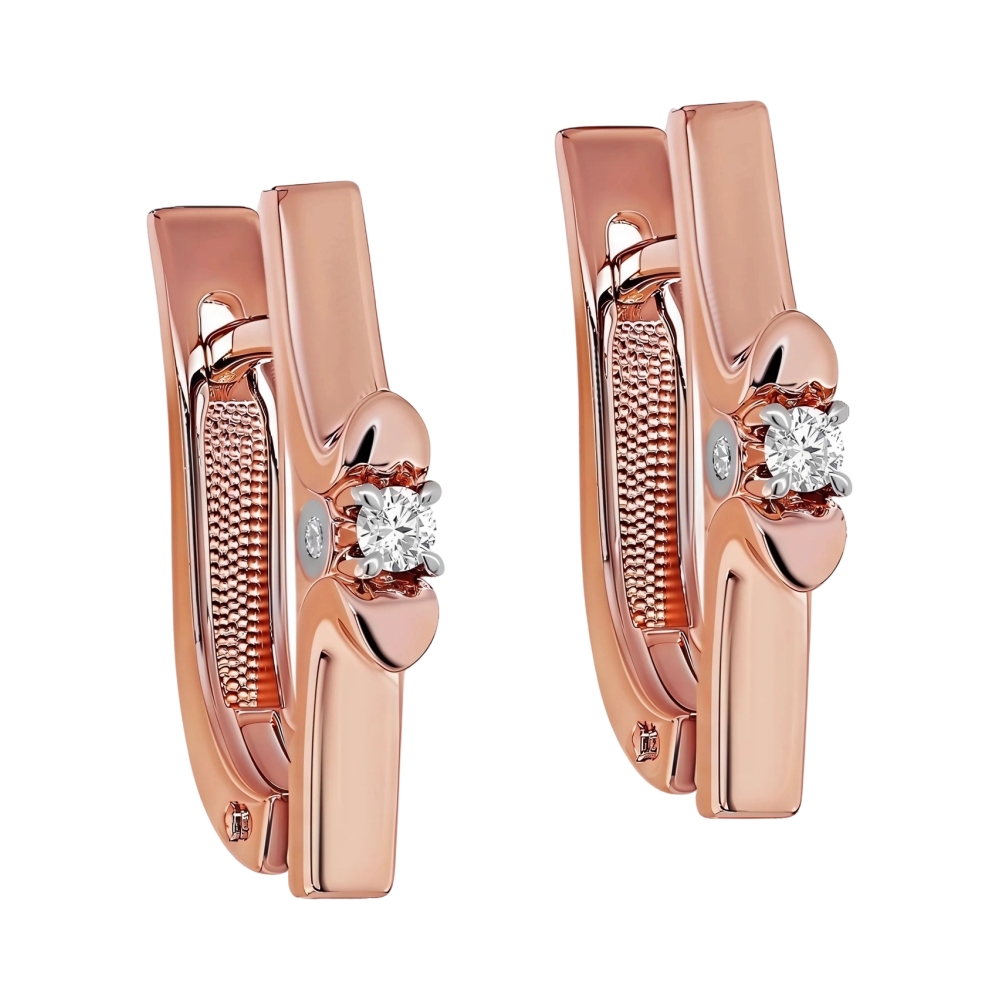 Серьги из красного золота с бриллиантами Ювелирное изделие - Серьги из красного золота с бриллиантами в магазине Best-Gold 154943