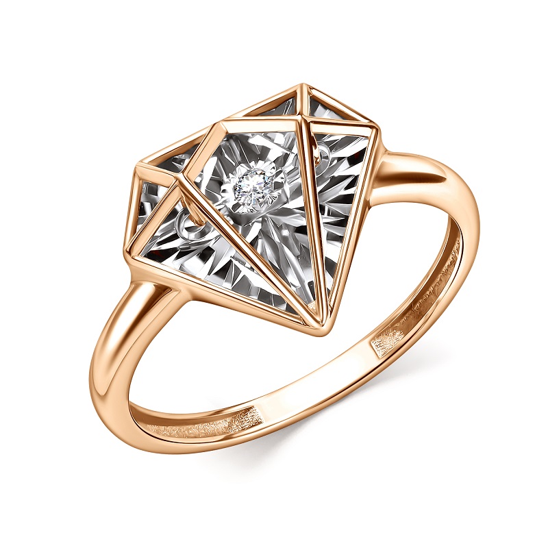 Ювелирное изделие - Кольцо из красного золота с бриллиантом в магазине Best-Gold 157303