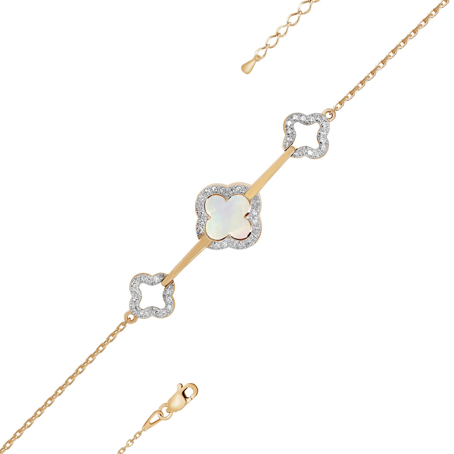 Ювелирное изделие - Браслет из красного золота с перламутром и бриллиантами в магазине Best-Gold 150763