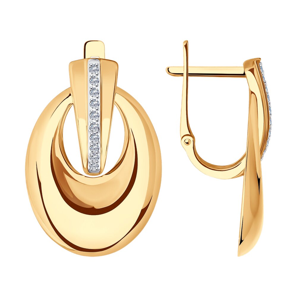 Серьги из красного золота с фианитами Ювелирное изделие - Серьги из красного золота с фианитами в магазине Best-Gold 118297