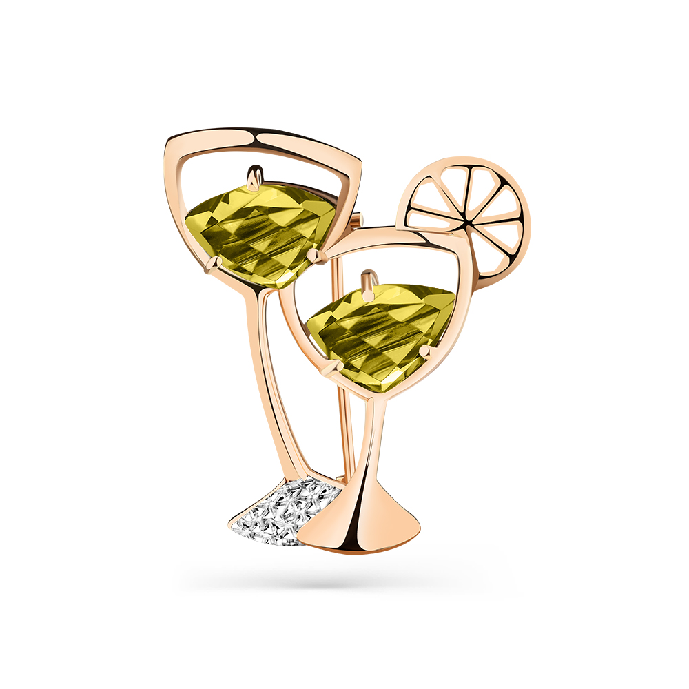 Брошь из красного золота с султанитом Ювелирное изделие - Брошь из красного золота с султанитом в магазине Best-Gold 140230