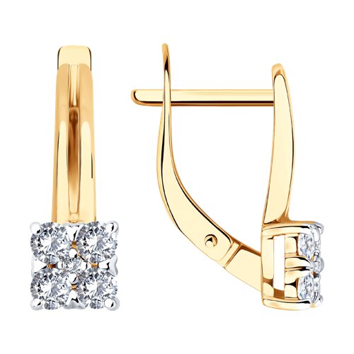 Серьги из красного золота с фианитами Ювелирное изделие - Серьги из красного золота с фианитами в магазине Best-Gold 145833