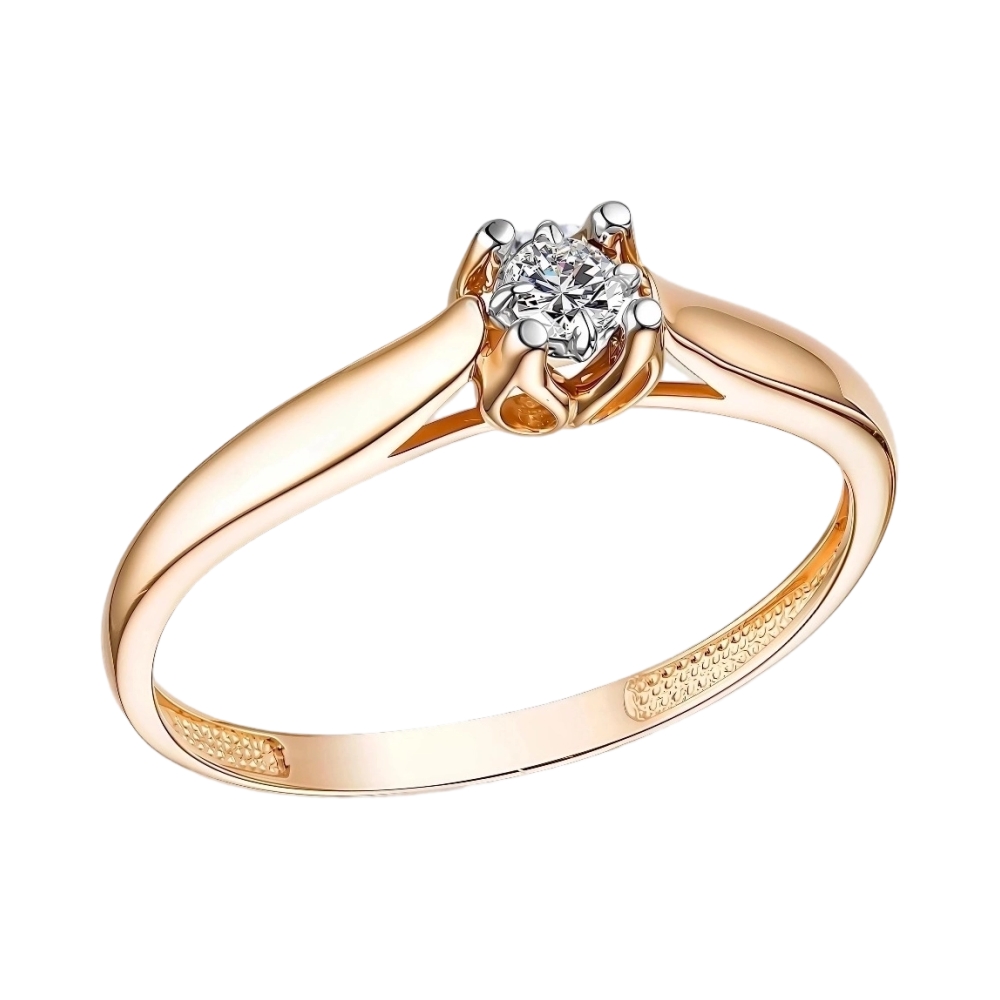 Кольцо помолвочное из красного золота с бриллиантом Ювелирное изделие - Кольцо помолвочное из красного золота с бриллиантом в магазине Best-Gold 145610