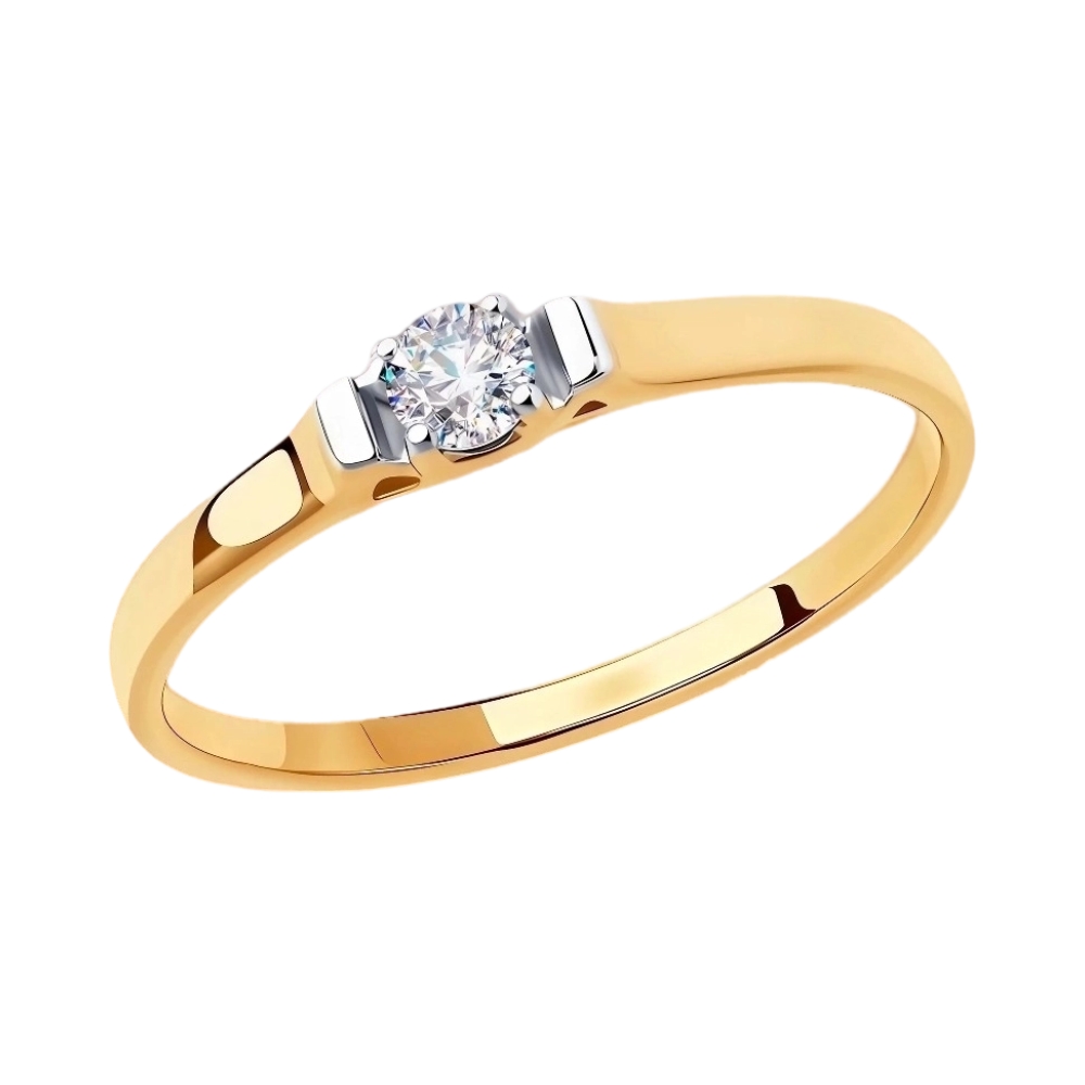 Ювелирное изделие - Кольцо помолвочное из красного золота с фианитом в магазине Best-Gold 026694