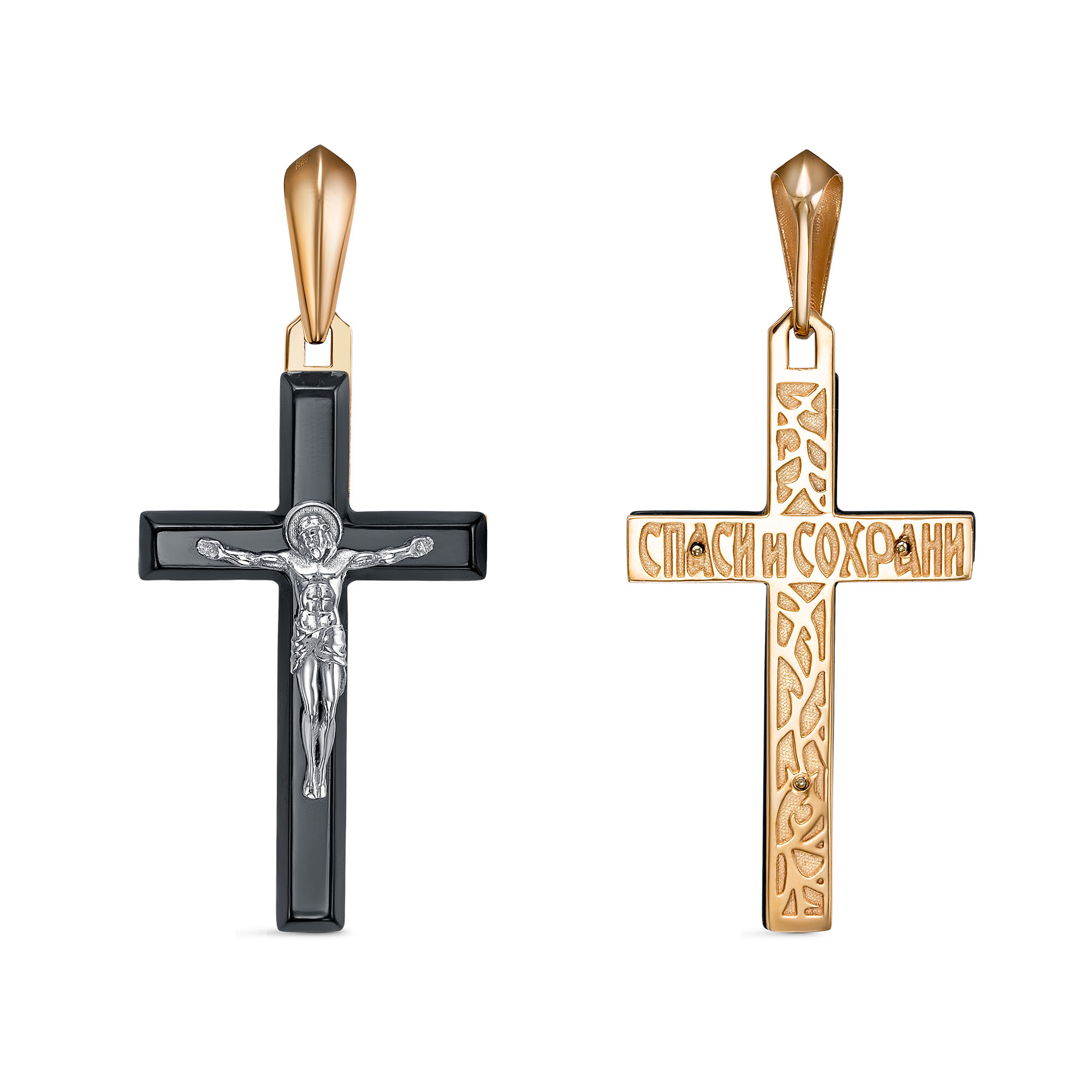 Крест из красного золота с агатом Ювелирное изделие - Крест из красного золота с агатом в магазине Best-Gold 125875