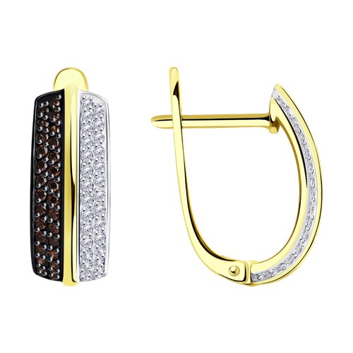 Серьги из жёлтого золота с фианитами Ювелирное изделие - Серьги из жёлтого золота с фианитами в магазине Best-Gold 049079