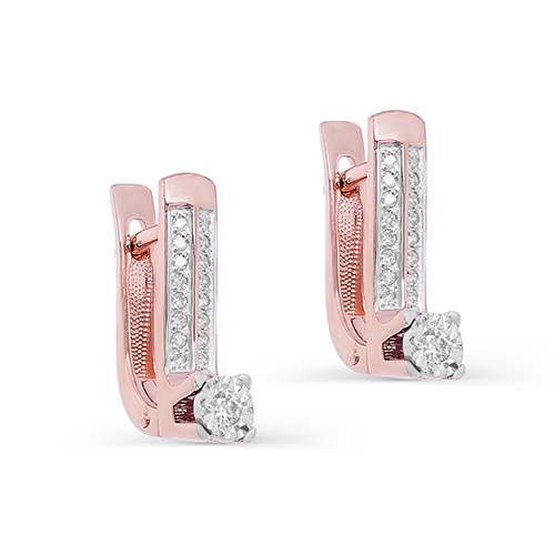 Серьги из красного золота с бриллиантами Ювелирное изделие - Серьги из красного золота с бриллиантами в магазине Best-Gold 154940