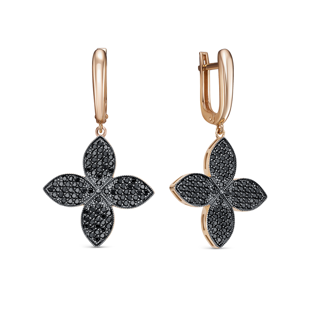 Ювелирное изделие - Серьги из красного золота с фианитами в магазине Best-Gold 134928