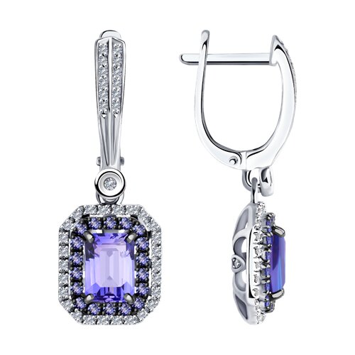 Серьги из белого золота с танзанитом и бриллиантами Ювелирное изделие - Серьги из белого золота с танзанитом и бриллиантами в магазине Best-Gold 144660