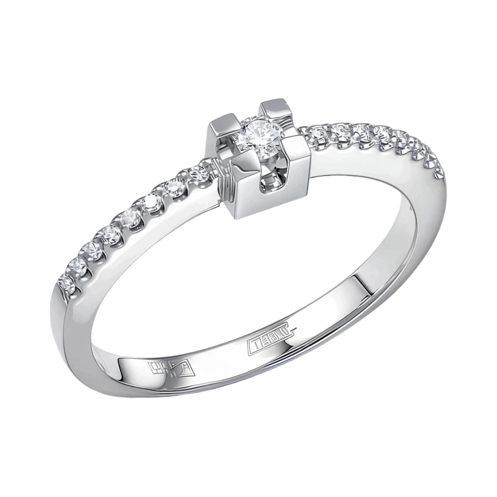 Ювелирное изделие - Помолвочное кольцо из белого золота с бриллиантами в магазине Best-Gold 084126