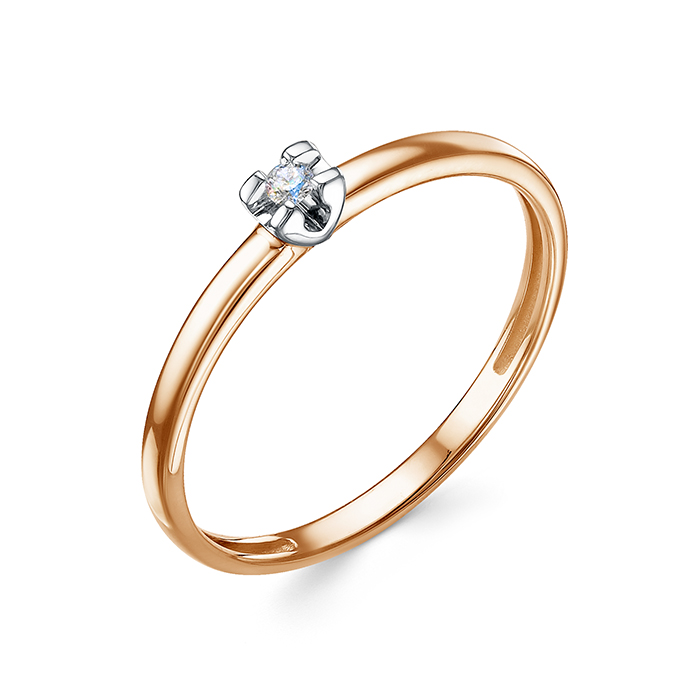 Ювелирное изделие - Кольцо из красного золота с бриллиантом в магазине Best-Gold 153715