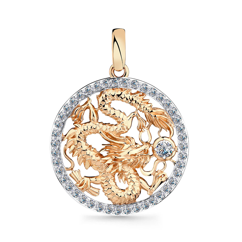 Ювелирное изделие - Подвеска из красного золота с фианитами в магазине Best-Gold 142942