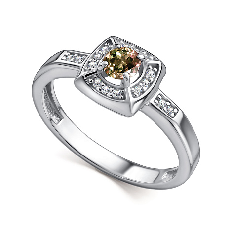 Кольцо из серебра с султанитом и фианитами