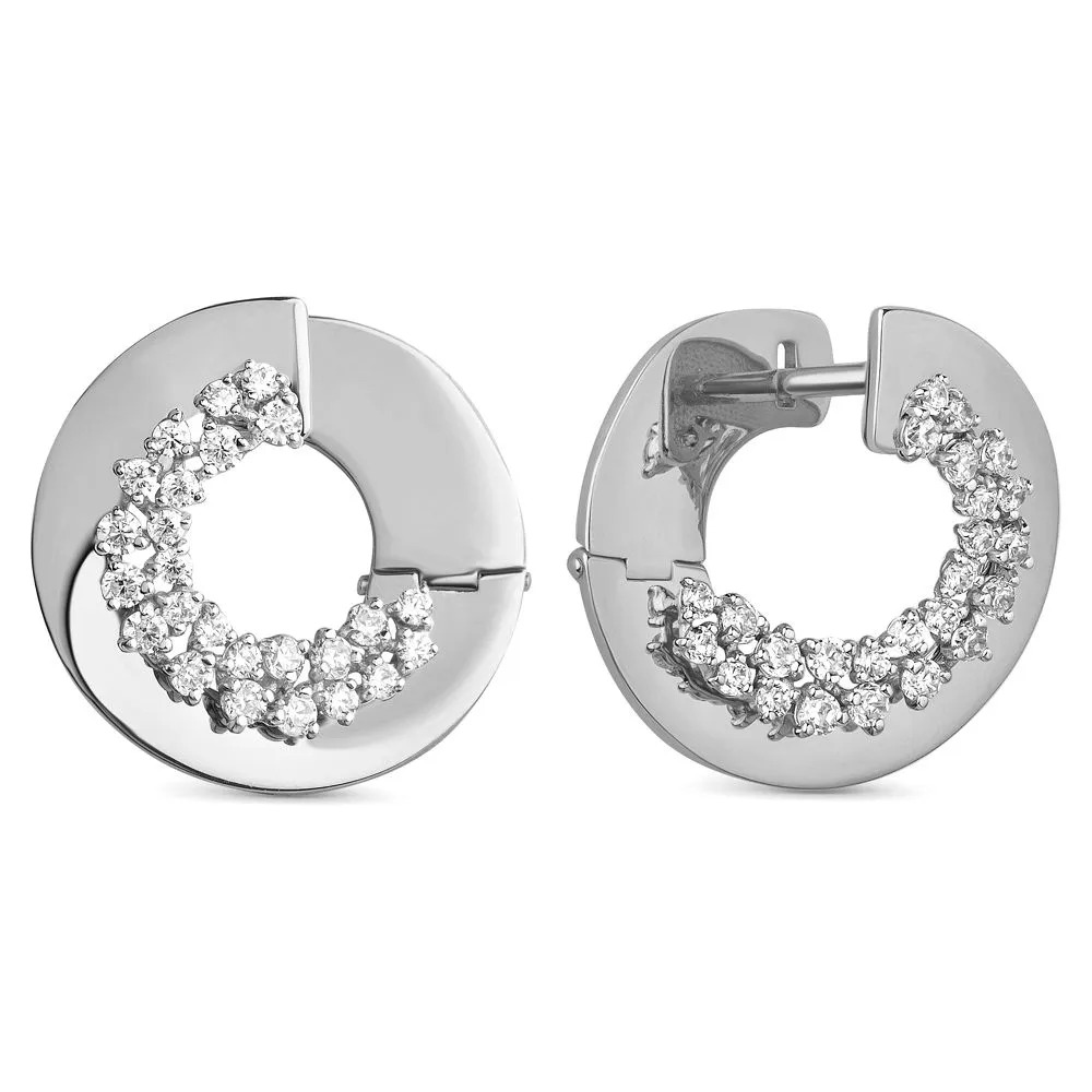 Ювелирное изделие - Серьги в белом золоте с фианитами в магазине Best-Gold 151559