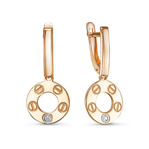 Серьги из красного золота с фианитами Ювелирное изделие - Серьги из красного золота с фианитами в магазине Best-Gold 073003